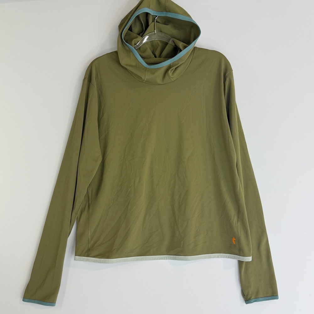 Cotopaxi Sombra Sun Hoodie Women XL Moss Green Thumbhole Scuba Hood Pocket